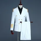 Мужской костюм в стиле милитари, двубортный деловой костюм с бахромой и брюками, костюм для представлений, 2021