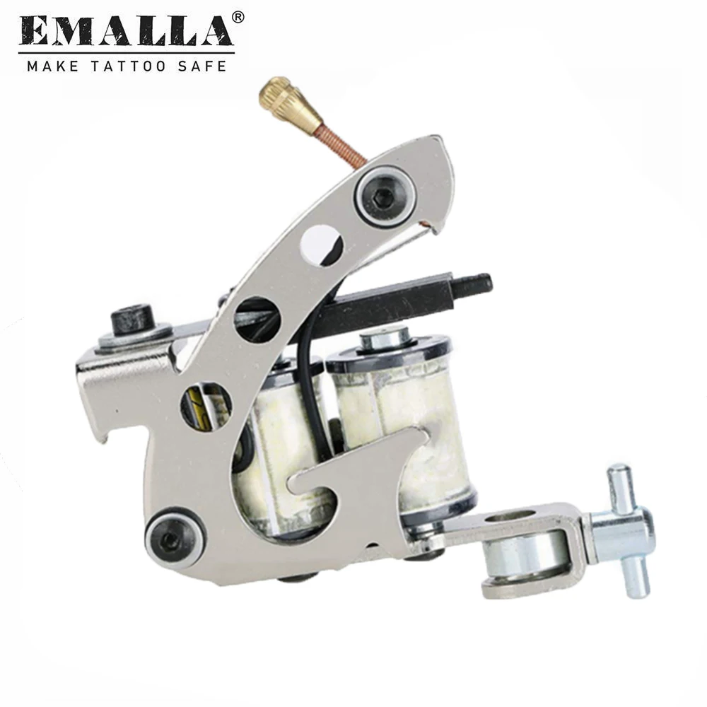 

1PCS Silver Coil Tattoo Machine 10 Wrap Coils Professional Tattoo Machines Shader & Liner Gun Kit Tattoo Supplies Free Shipping