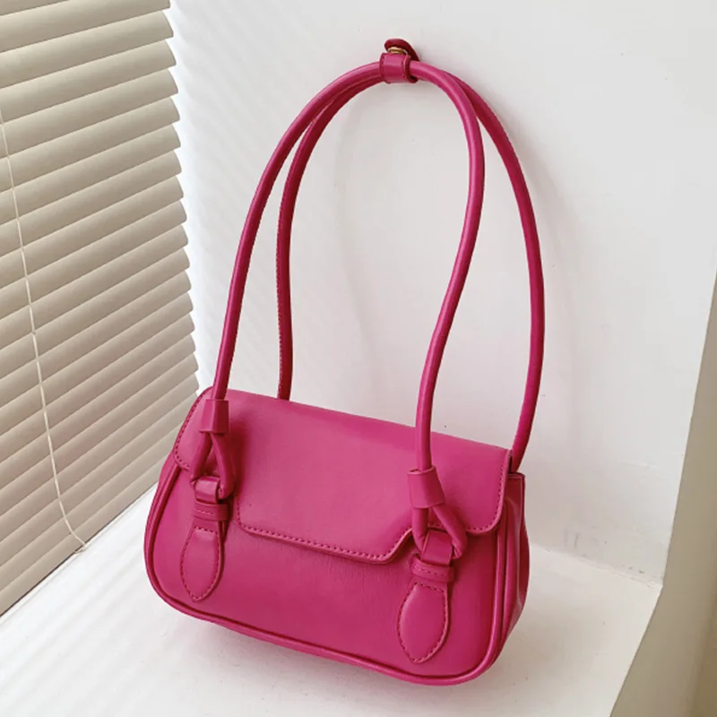 

French Singl Shoulder Bag Vintage Handbags For Women High Quality Armpit Shoulder Purse Pu Leather Solid Color Clutches Purse