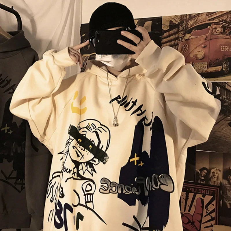 

HOUZHOU Men's Oversize Hoodies Hooded Sweatshirts for Men Sweatshirt with Hood Graphic Hoodie Korean Harajuku Hip Hop Streetwear