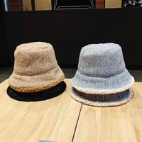 autumn winter faux lamb wool bucket hats women 5 colors thick warm windproof plus velvet fisherman caps all match outdoors