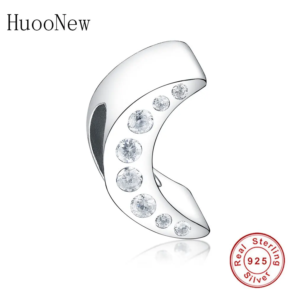 Лунная бусина с прозрачным кристаллом циркония подходящий для оригинального