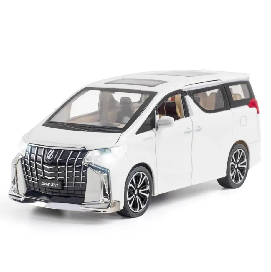 

Hot Scale 1:24 Wheels Diecast Car Japan Mpv Alphard Metal Model With Light And Sound Pull Back Vehicle Toy Collection For Gifts