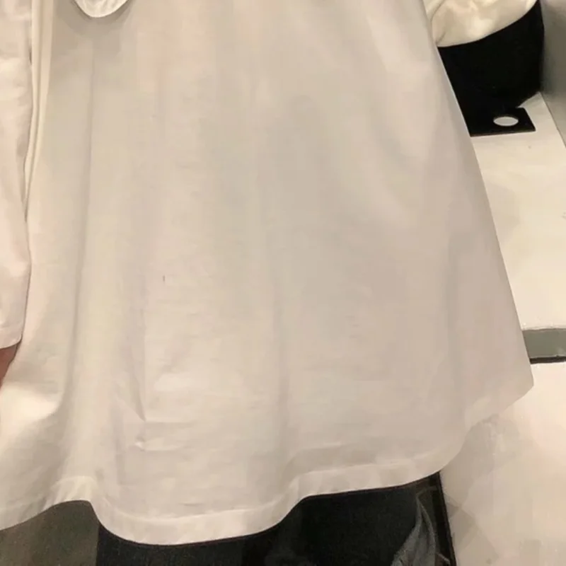 

Spring Ruffles Peter Pan Collar Solid Long Sleeve Woman Dress Casual Loose Fitting Vestidos Japanese Sweet Femme Mini Robe 2021