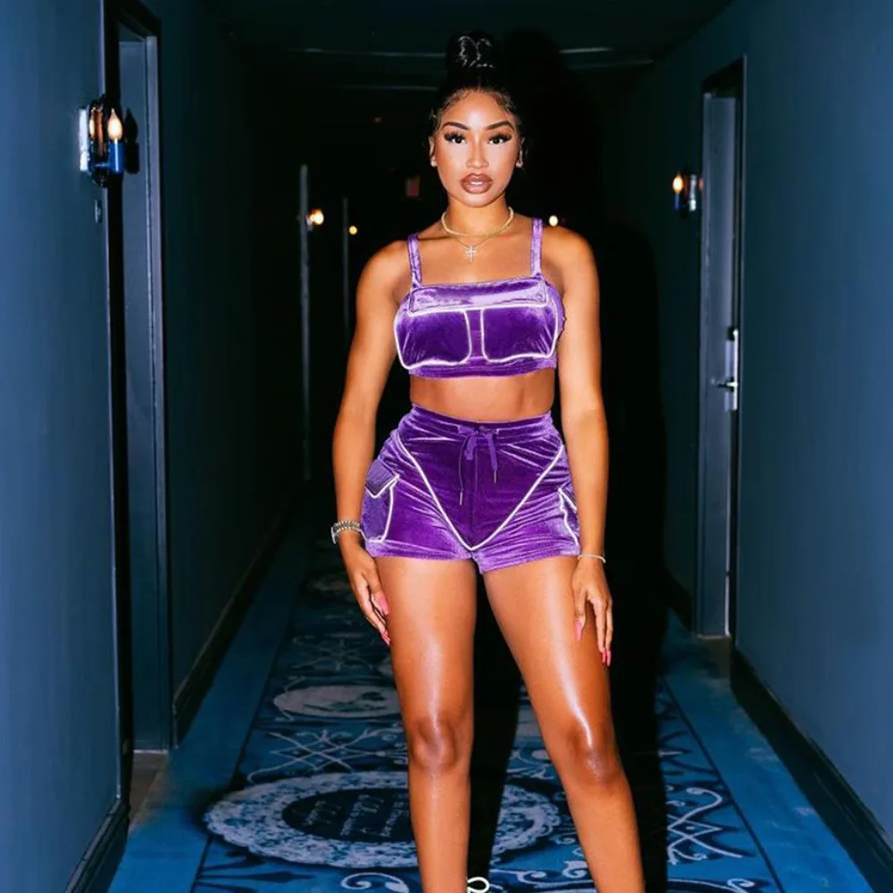 Светоотражающий бархатный женский спортивный костюм сексуальный лоскутный