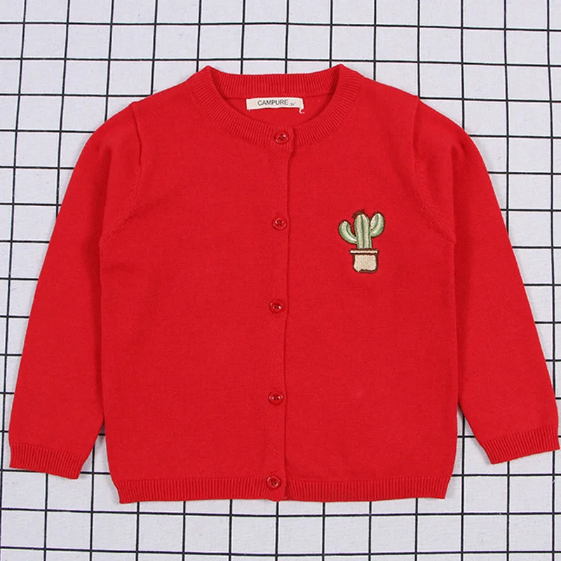 Весенне осенний свитер с вышивкой кактуса для маленьких мальчиков и девочек