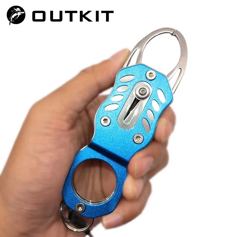 

OUTKIT Fish Lip Grip Gripper Grabber Controller with Anti-Lost Rope Portable Aluminium Saltwater Fishing Equipment Tackle Tools