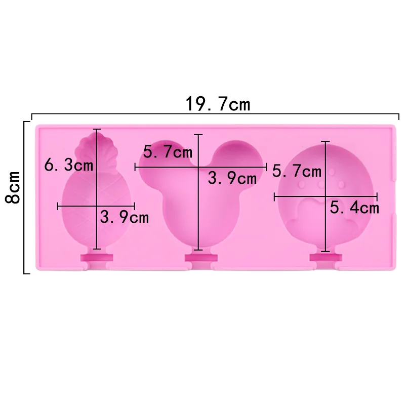 Креативная силиконовая форма для мороженого с 3 отверстиями фруктов DIY Форма