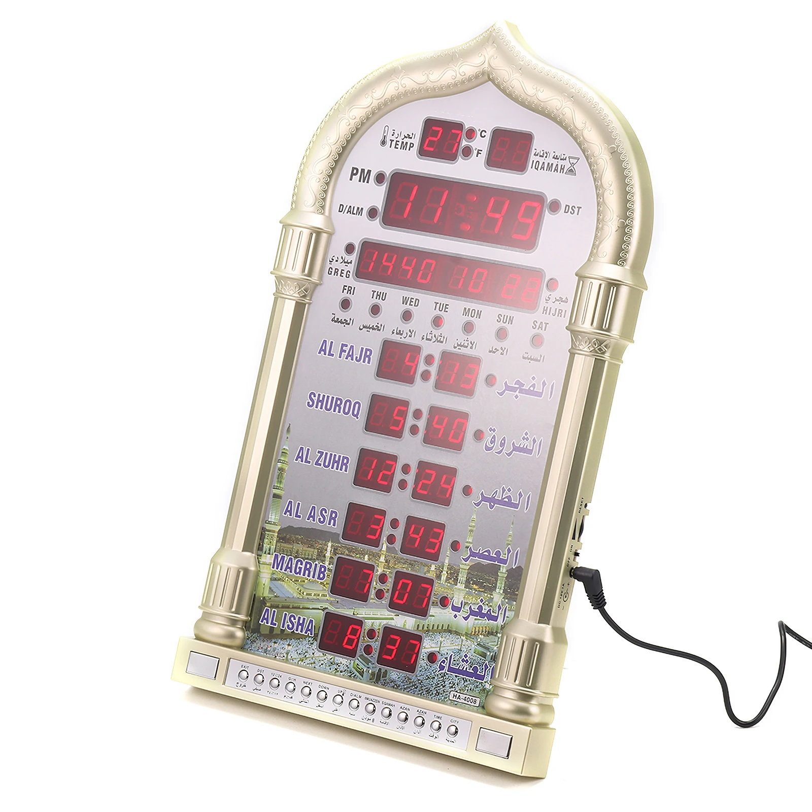 Часы для молитвенной мечети азан мусульманские настенные часы с календарем