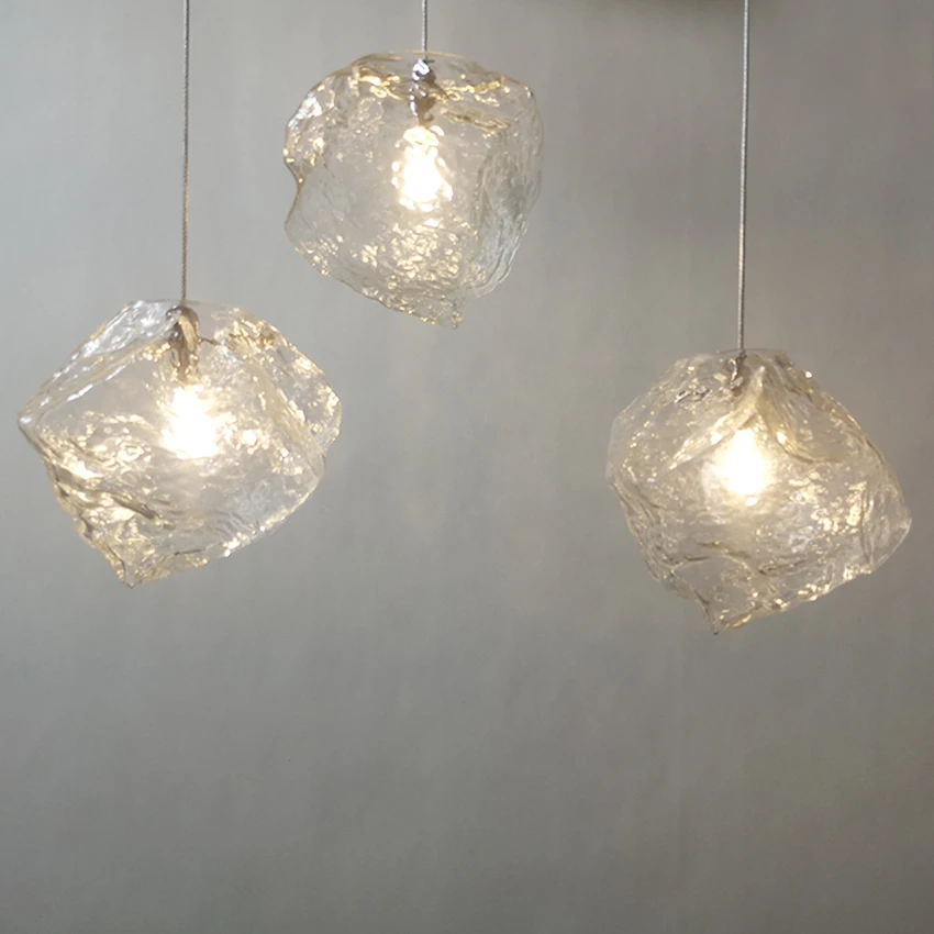 Nordic Ice cube glass suspension luminaire modern creative clear G4 led dinning lamp bar restaurant hanging light fixture | Лампы и
