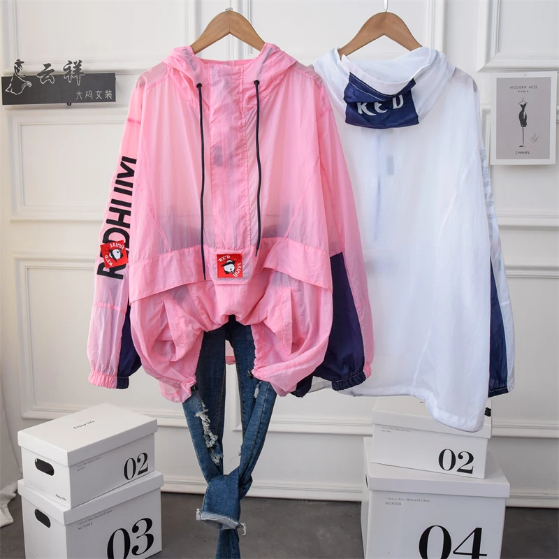 

Lightweight Half Zip Sun Protective Jacket Top Women 2021 Summer Large Size Patchwork Outdoor Sports Hoodie Coat