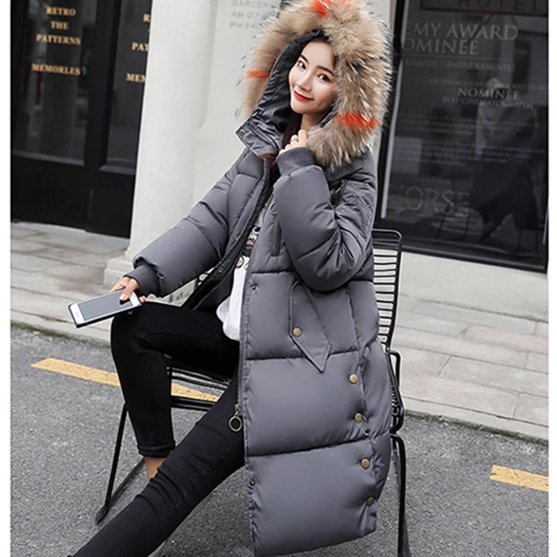 

Воротник женский меховой зимний с длинным рукавом с капюшоном на молнии хлопковая верхняя одежда свободная Модная тонкая куртка Женская Уд...