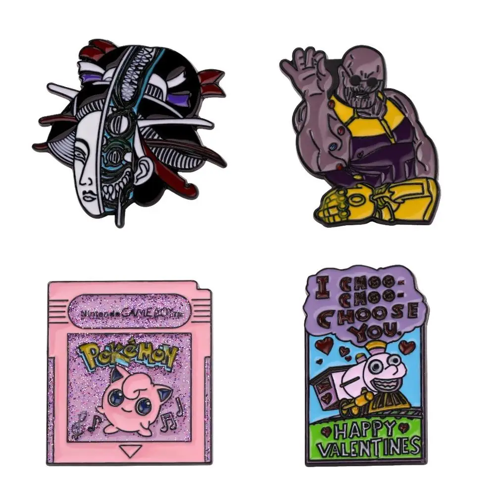 Серия Pokemon Thomas, эмалированная булавка для карт, абстрактная живопись, соль, Bae Thanos, металлические броши, рюкзак, шляпа, аксессуары для мужчин и женщин