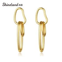 shineland trendy fashion metal statement geometric unique drop earrings vintage punk jewelry accessories brincos for women gift