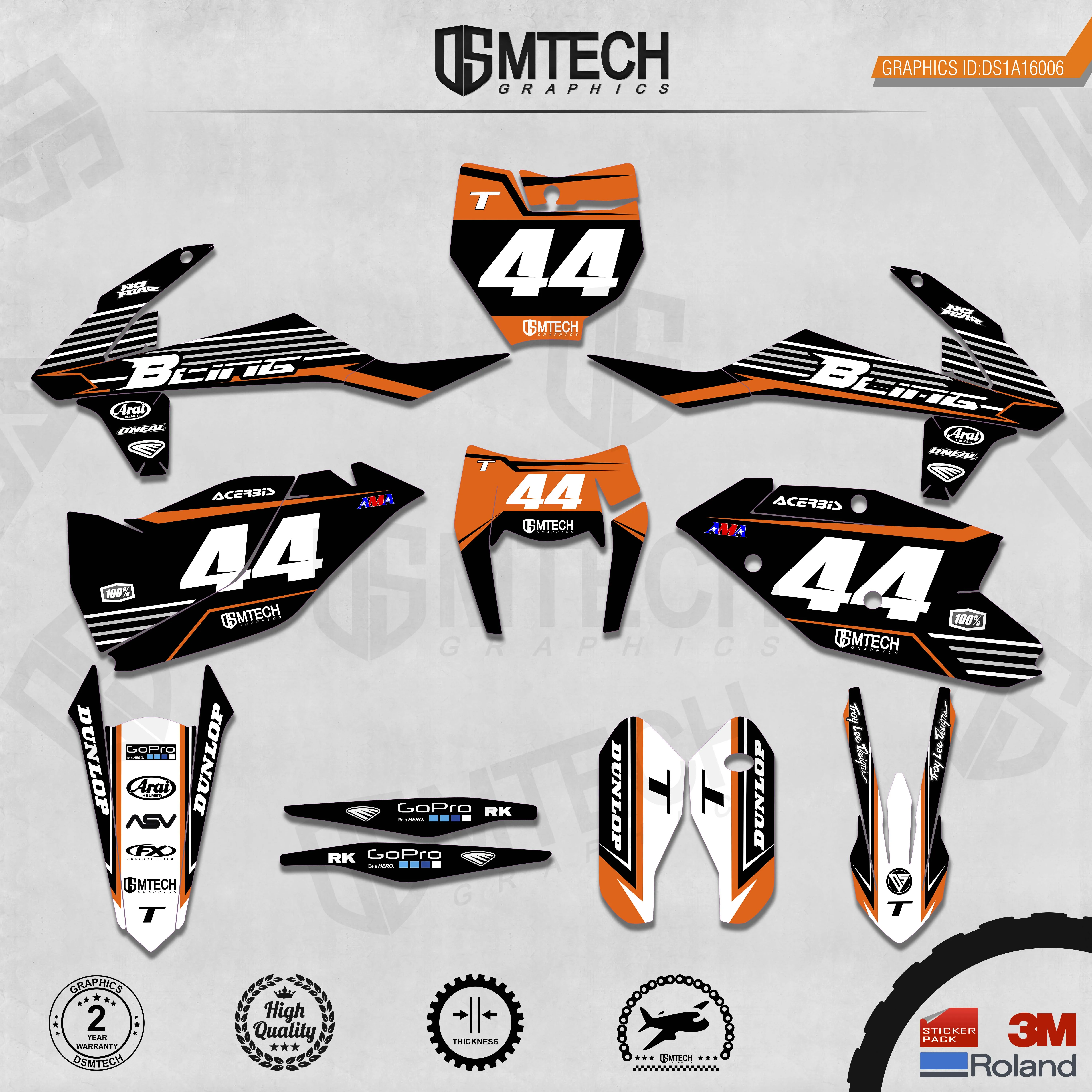 DSMTECH Customized Team Graphics Backgrounds Decals 3M Custom Stickers For KTM 2017-2019 EXC 2016-2018 SXF  006