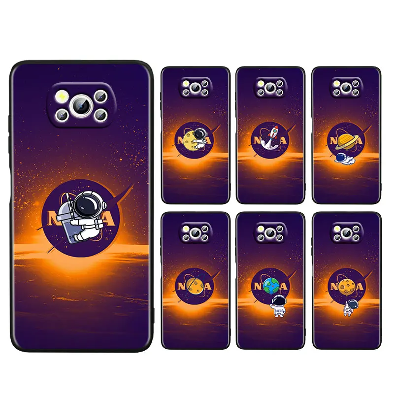 

Astronaut Cute universe Soft Shockproof Black Phone Case For Xiaomi Poco X3 Pro NFC M3 F3 X3 F2 A2 Lite Mix3 Capa