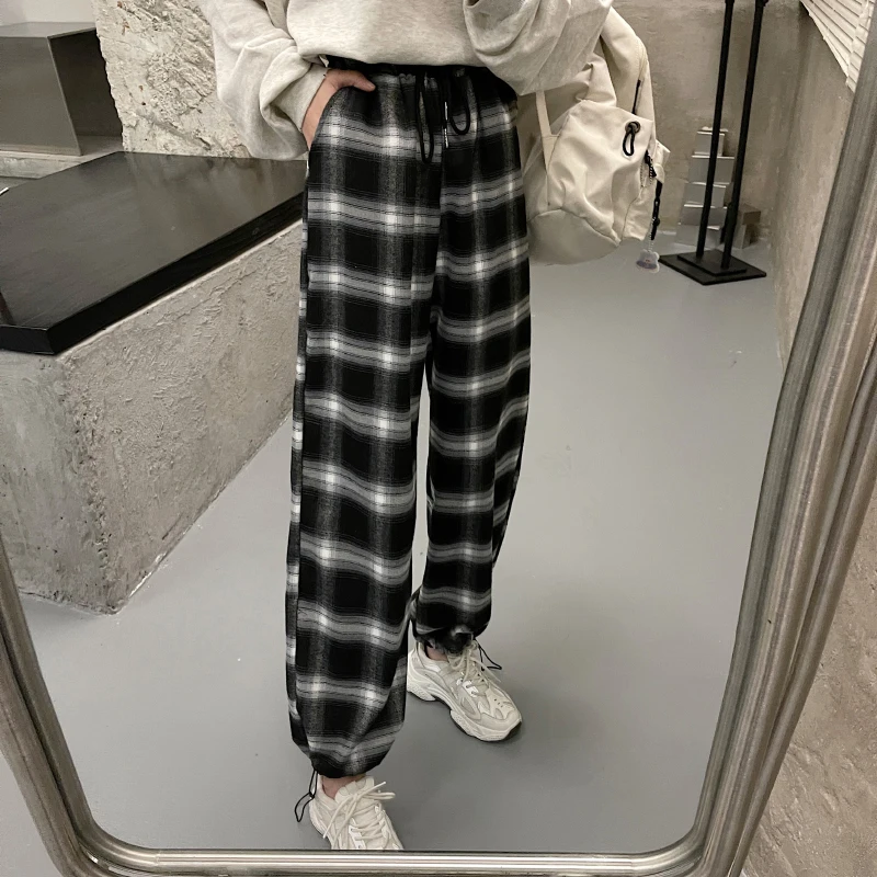 Уличная одежда JMPRS женские клетчатые брюки с высокой талией осенние шаровары