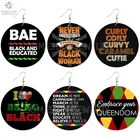 Черные и образованные деревянные серьги SOMESOOR BAE в форме капли с принтом кудрявые подарки для дам