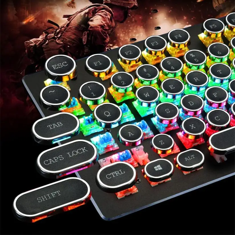 

Steampunk HJK 920 Mechanical Keyboard 104 Keys Retro Electroplated Keycaps Wired Backlight Colorful Gaming Keyboard For Desktop