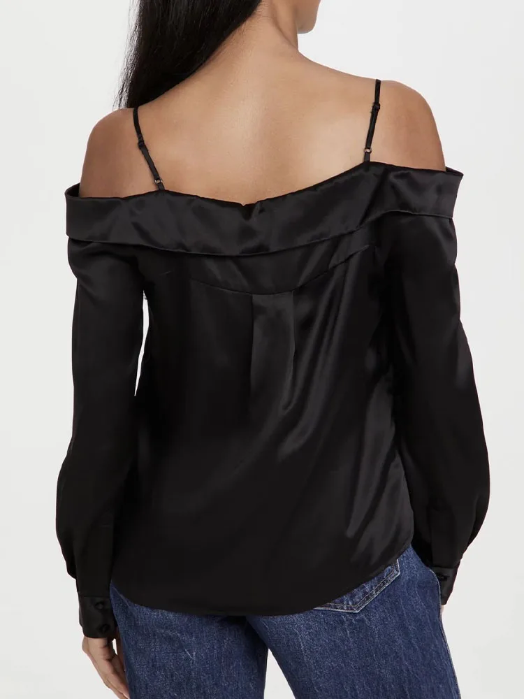 Женский кружевной топ на бретельках ZA однобортный пикантный с открытыми плечами