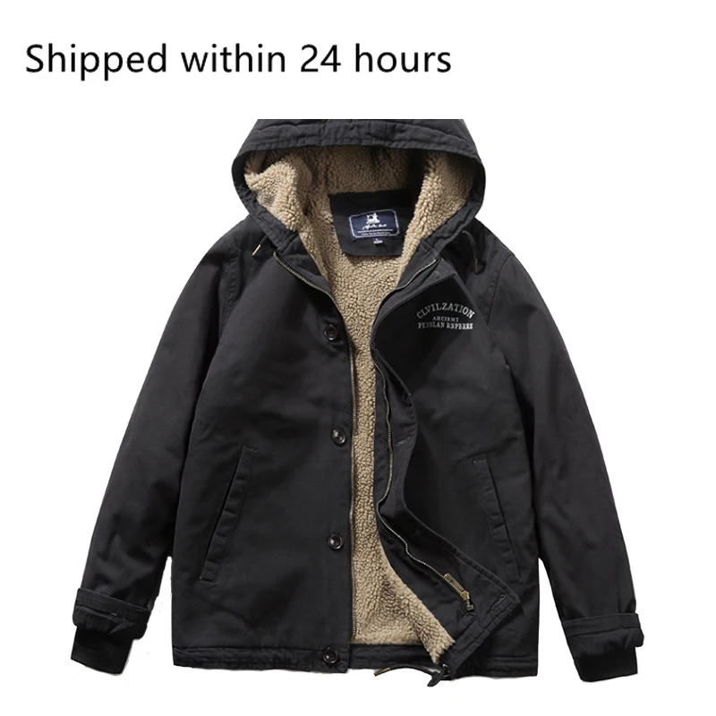 

Men's Bomber Jacket Winter Fashion Fleece Warm Hooded Coats Casual Outwear Army Thermal Slim Fit Jackets Mens Clothing