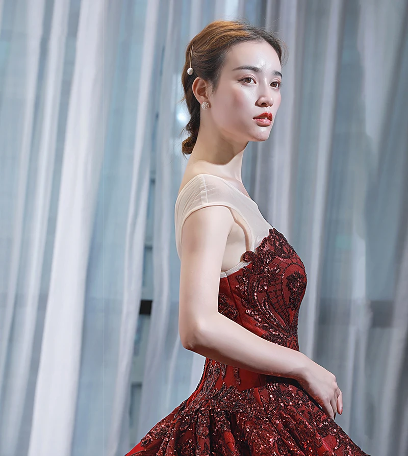 J66948 jancember sexy evening dress satin o neck short sleeve lace up ball gown pattern wine red formal dresses вечернее платье