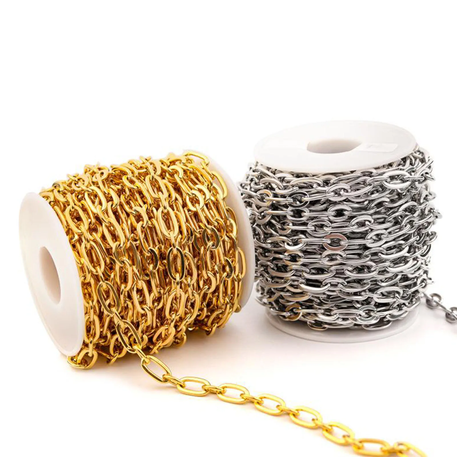

2 Roll Stainless Steel Cable Chains Findings Fit for Jewelry Making & DIY Bracelet Necklace Findings Craft Supplies