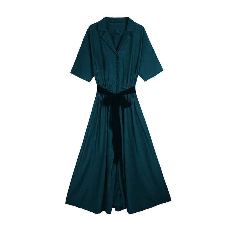 

Hepburn style lengthened dress women's summer 2021 new Mori shirt skirt with waist down and ankle length