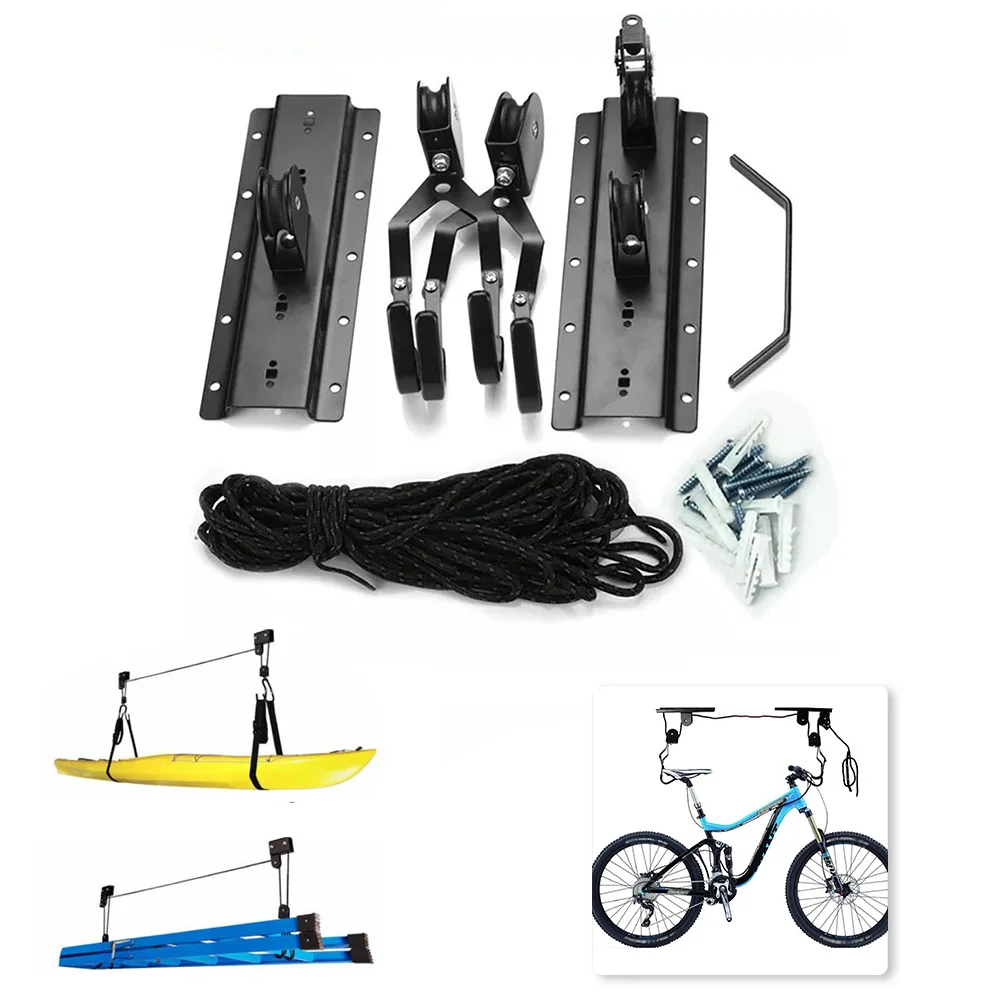 Ceiling Mounted Saving Space Bicycle Rack Storage Hook Pulley Accessories Display Durable Garage Metal Holder Hanger Bike Lift |