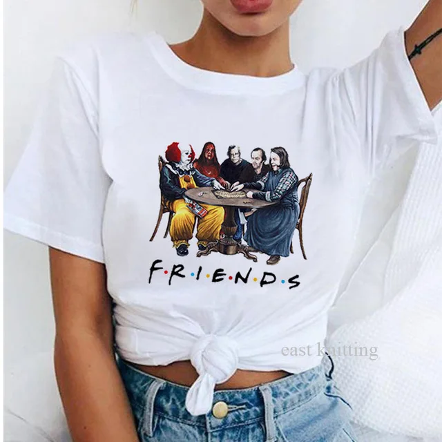 Женская футболка с короткими рукавами ERNESTNM летняя свободная круглым вырезом и