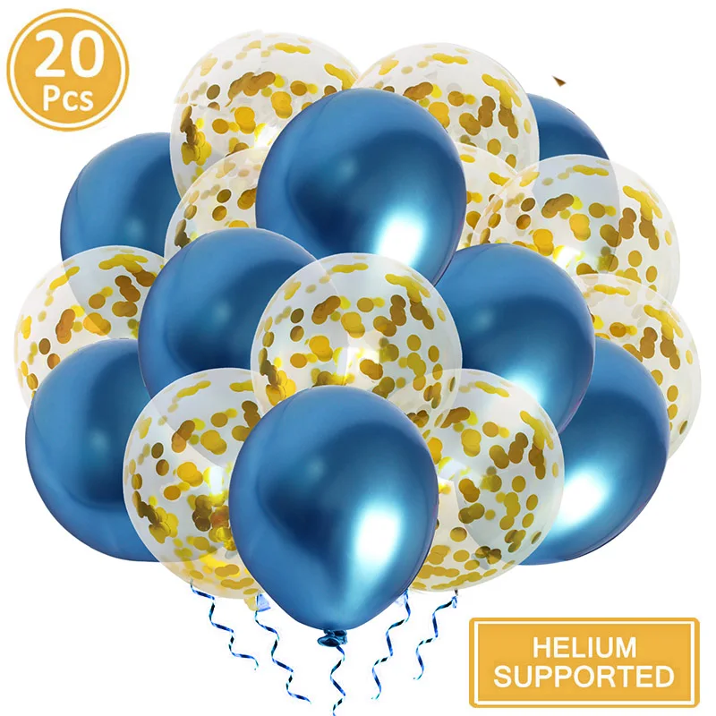 metal gold blue 20 шт 12 дюймов латексные конфетти Воздушные шары Декорации с днем рождения Дети Взрослые его мальчик девочка Свадьба партии поставки Babyshower - Цвет: metal gold blue