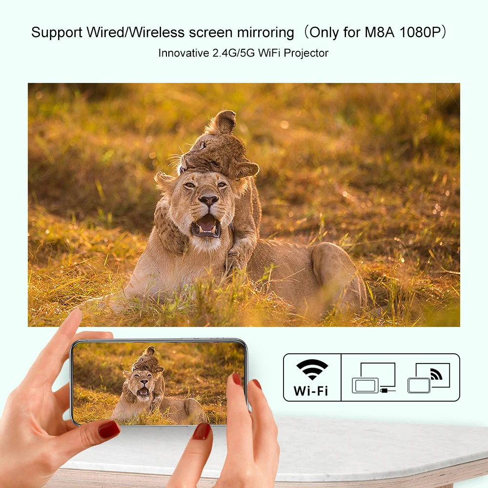 Everycom M8 1080P Мини светодиодный проектор для домашнего кинотеатра Full HD 5500 люмен 5G WIFI