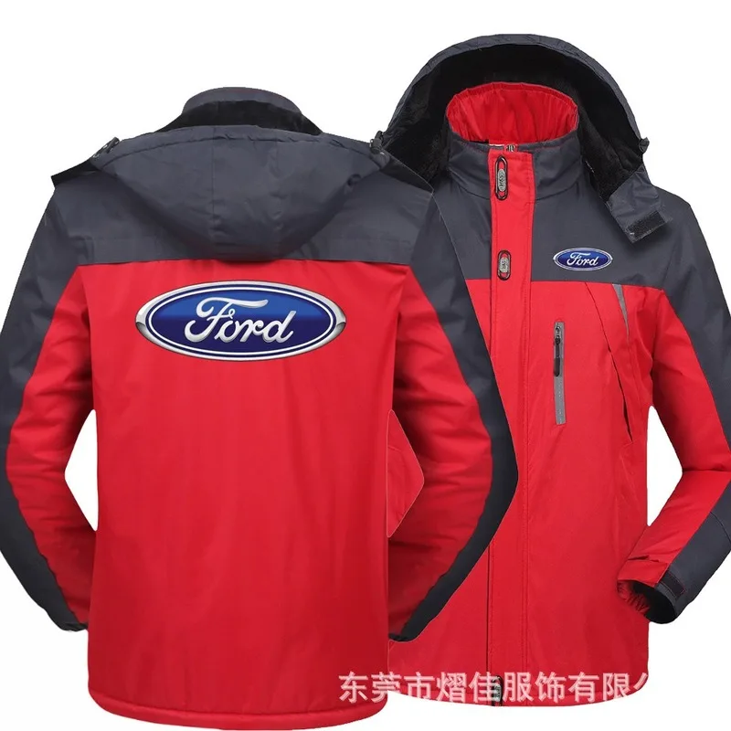

2021 Winter Jacket Men ford Windbreaker Windproof Waterproof Thicken Fleece Outwear Outdoorsports Overcoat Hood Military Jackets