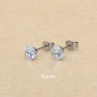 6mm 20 colors for choose aaa zircons stainless steel stud earrings no fade allergy free