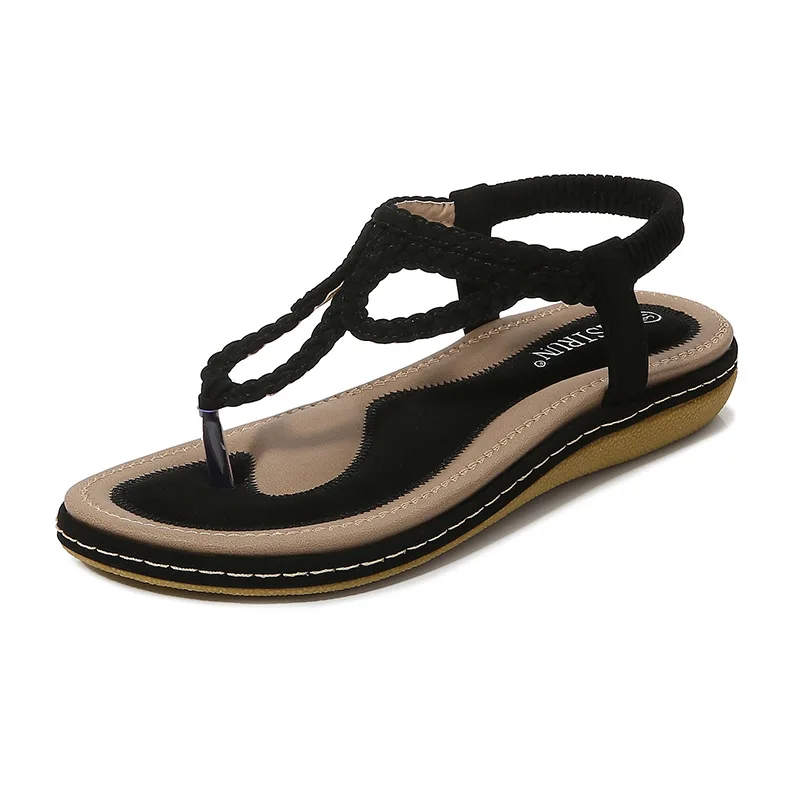 

2021 Summer New Product Woven Sandals Women's Simple and Light Casual Style Flat Large Size Flip-flop Sandals