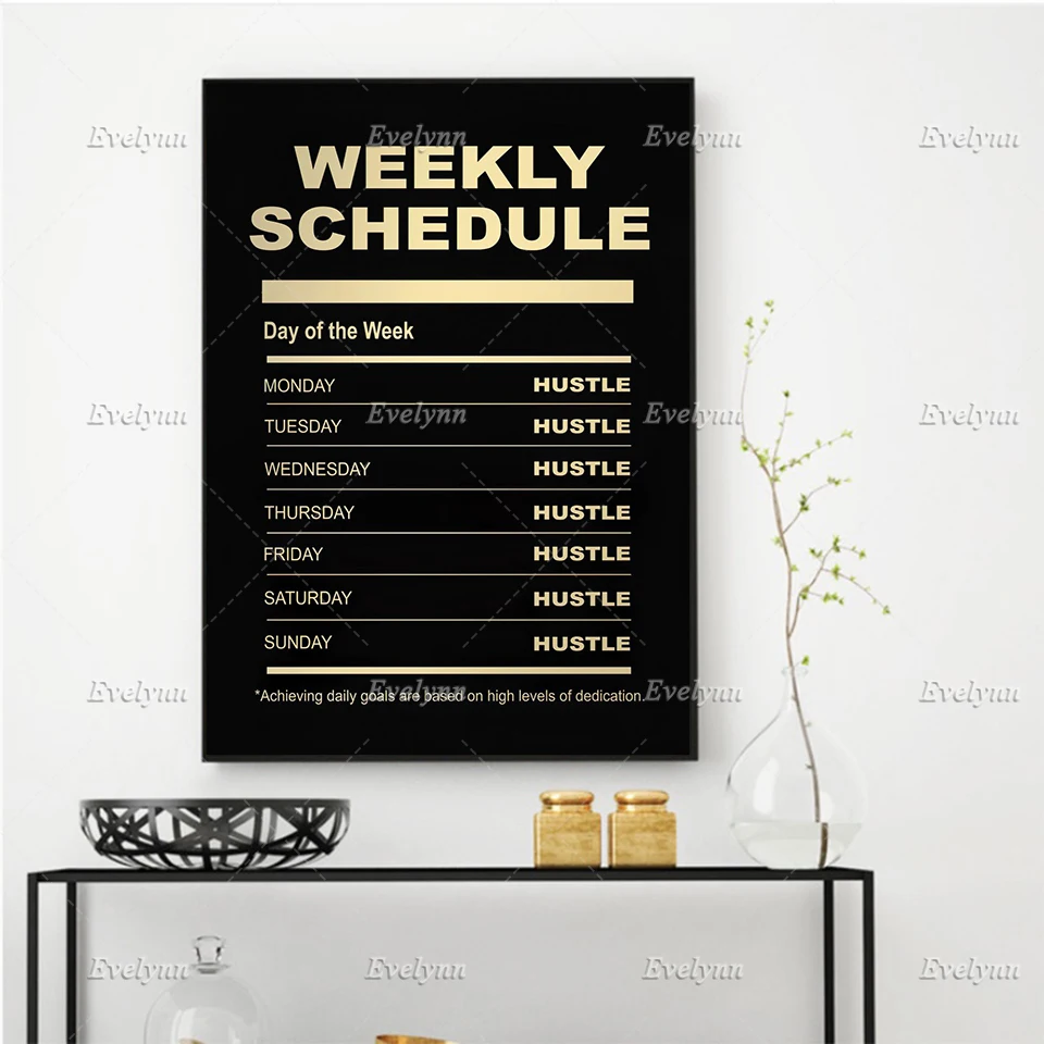 

Weekly Schedule Quotes Wall Art Canvas Painting Posters and Prints Motivational Pictures Living Room Office Decor Floating Frame