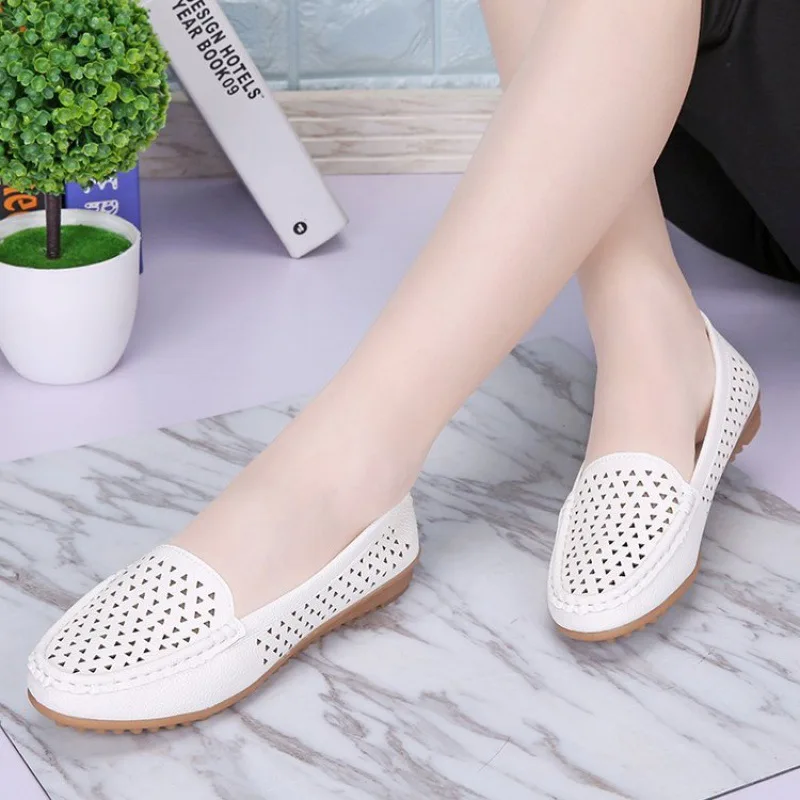 

Туфли женские на низком каблуке, мягкие лоферы, без застежки, повседневная обувь для медсестер, балетки, плоская подошва, лето