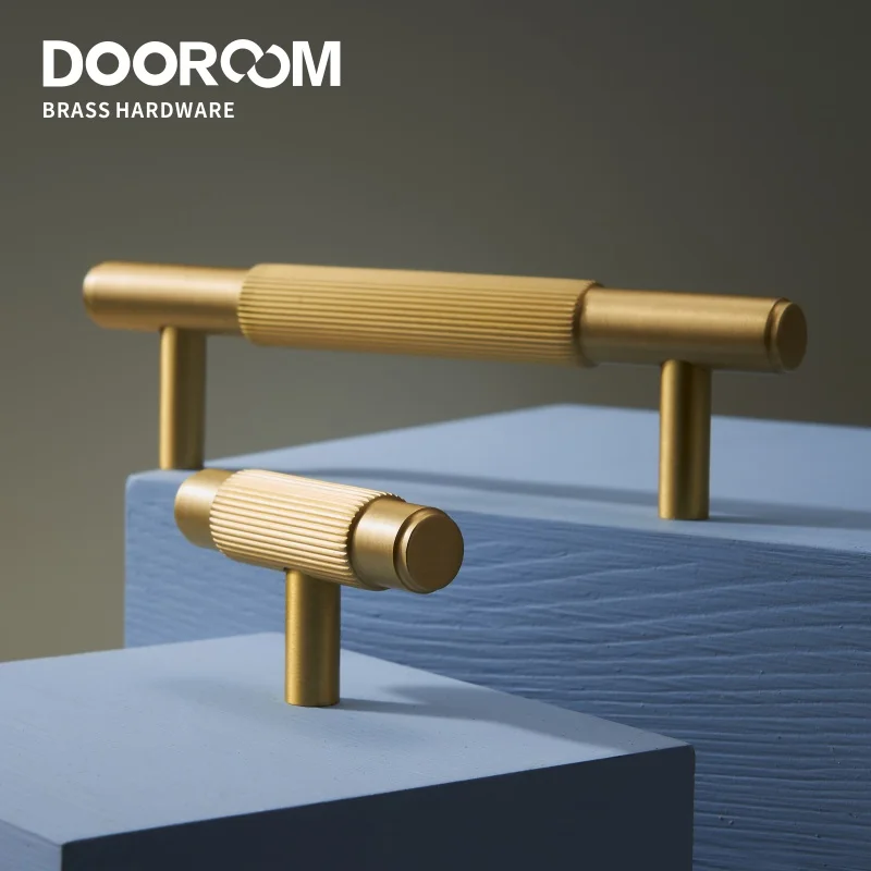 Dooroom Brass Furniture Handles Modern Brass Grey Wardrobe Dresser Cupboard Cabinet Drawer Shoe Box Wine Bar Pulls Knobs
