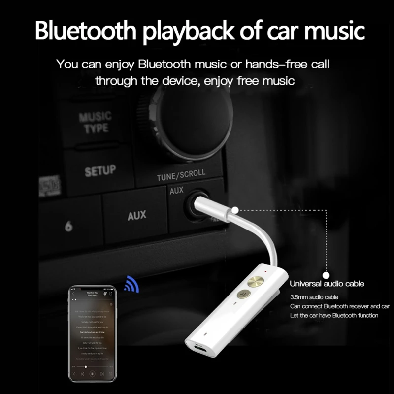 

Portable Bluetooth 5.1 Receiver Wireless Audio Adapter For Microphone TV Car 3.5mm AUX Bluetooth Low latency aptX LL Adapter