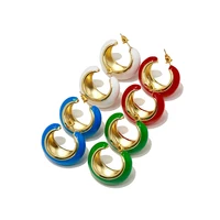 vintage color enamel women earrings hot fashion luxury copper metal gold color gift earring jewelry