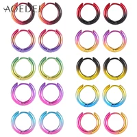 aoedej rainbow circle earrings for women stainless steel hoop earrings punk jewelry hip hop ear hoops round earring 2pcs