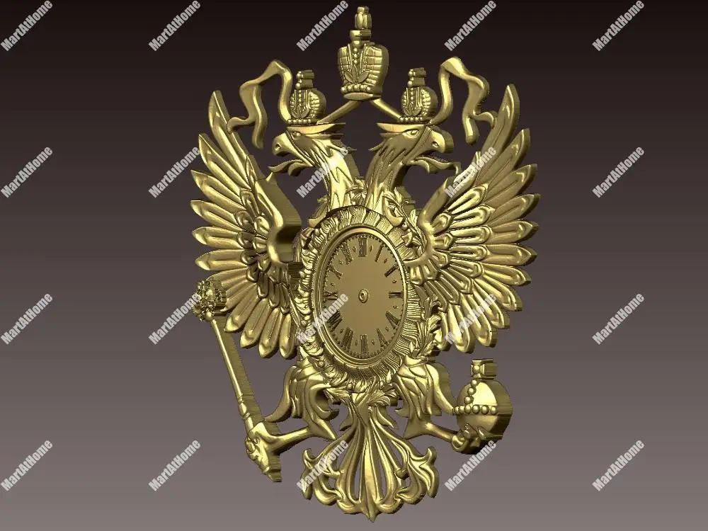 

Eagle-faced Clock 3D STL Model for CNC Router Engraving & 3D Printing Relief Support ZBrush Artcam Aspire Cut3D