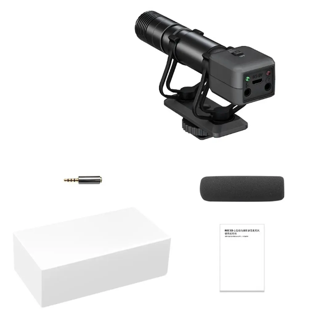 

REC03 Noise Reduction Portable Microphone For DSLR Camera Smartphone Rechargeable Mic With Shock Mount