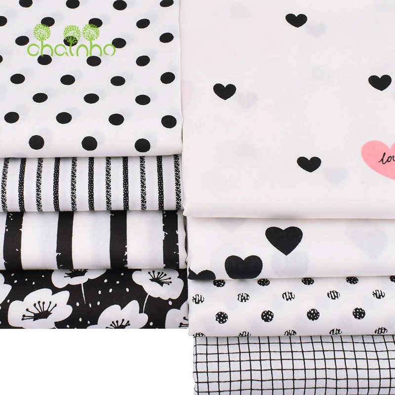 Черно-белая Геометрическая серия Chainho хлопчатобумажная ткань с принтом