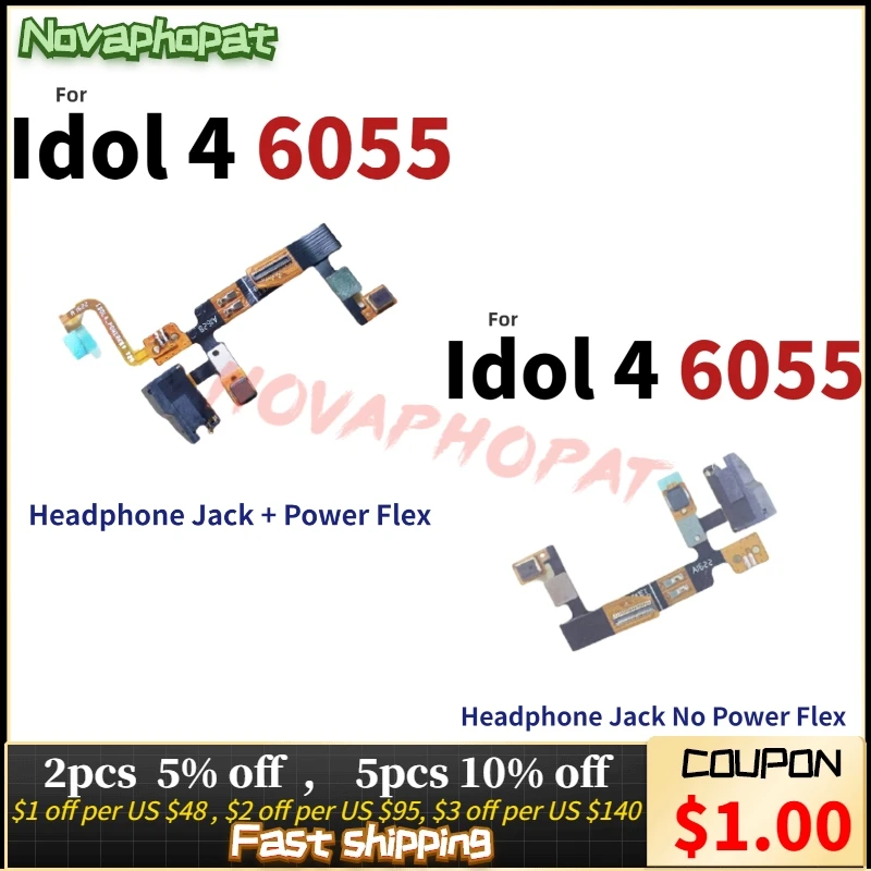 Novaphopat для Alcatel One Touch Idol 4 6055 разъем для наушников аудио порт микрофон кнопка включения выключения гибкий кабель