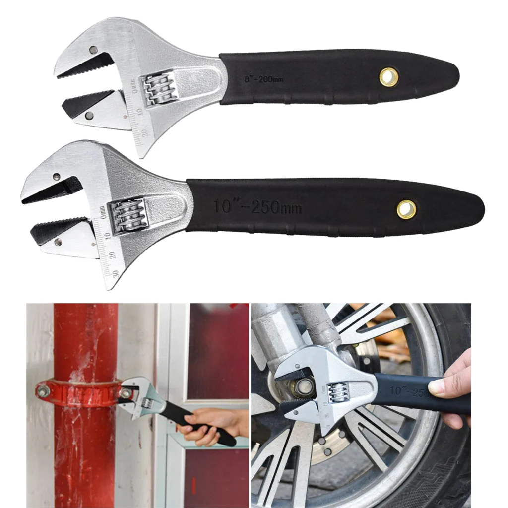

New 8/10 Inch Universal Adjustable Wrench with Soft Grip Handle Key Nut Wrench Large Opening Adjustable Spanner Repair Hand Tool