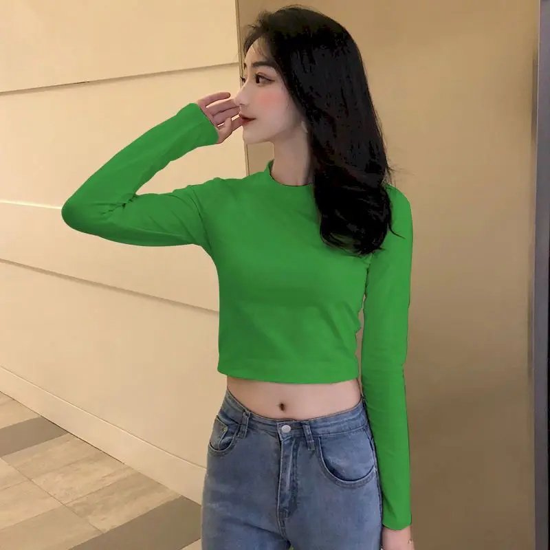 

Women's Yoga T-shirts O-neck Cotton Spring Autumn Long-sleeve High Waist Female Sexy Top Solid Color Tight Running Gym Clothing