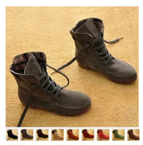 Autumn New Female Women's Boots Flat Lace Ankle For Women Rome Student Plus Sizes34-44 buttons Decorative Shoes433 | Обувь