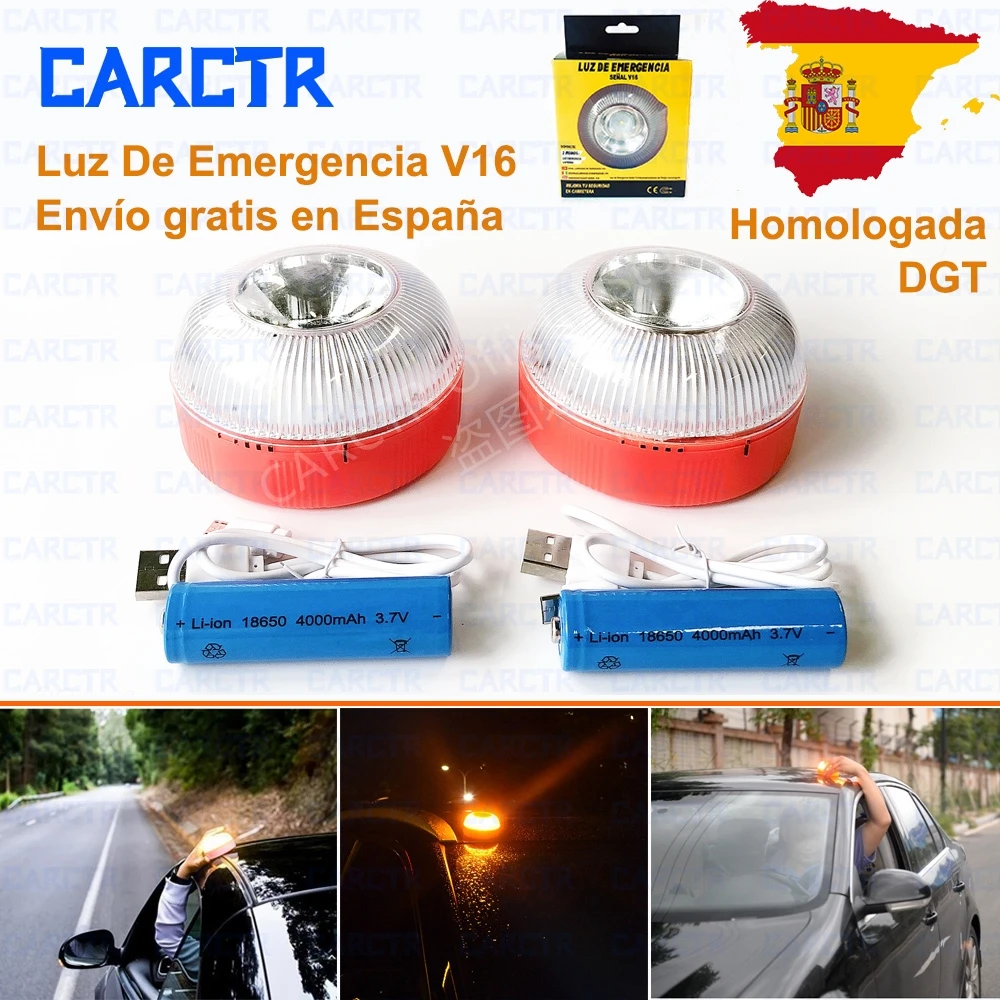 

CARCTR V16 аварисветильник свет, одобрен DGT, безопасность движения в Испании светильник заряжаемый магнитный переключатель, Стробоскопическая ...
