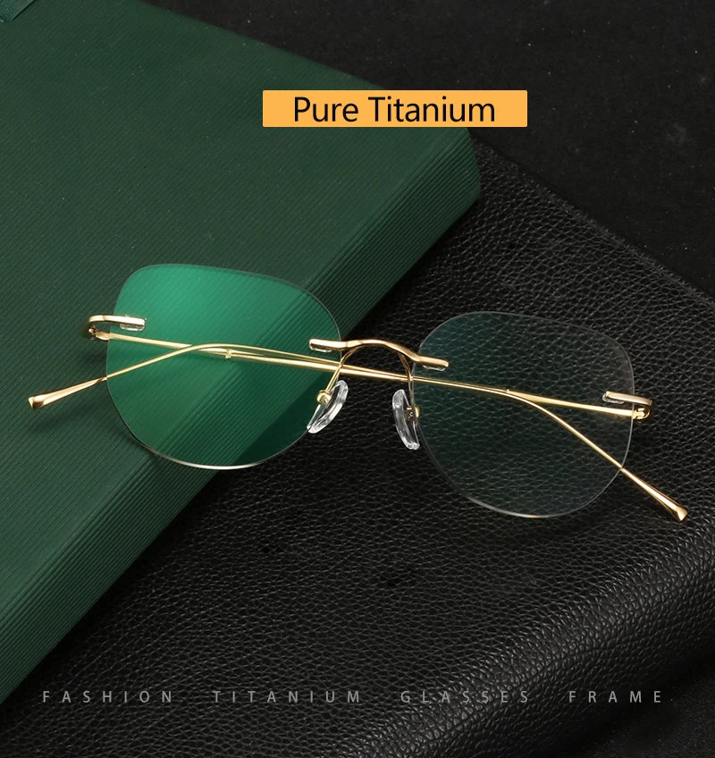 

Rimless 100% Titanium Design Men Women Opticas Glasses Prescription Spectacles Reading Myopia Oculos Eyewear Large Size Frame